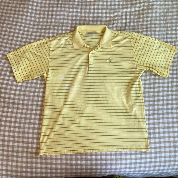 Augusta National Golf Shop Masters Logo Yellow Polo Shirt Men’s L FLAWS - Picture 1 of 6